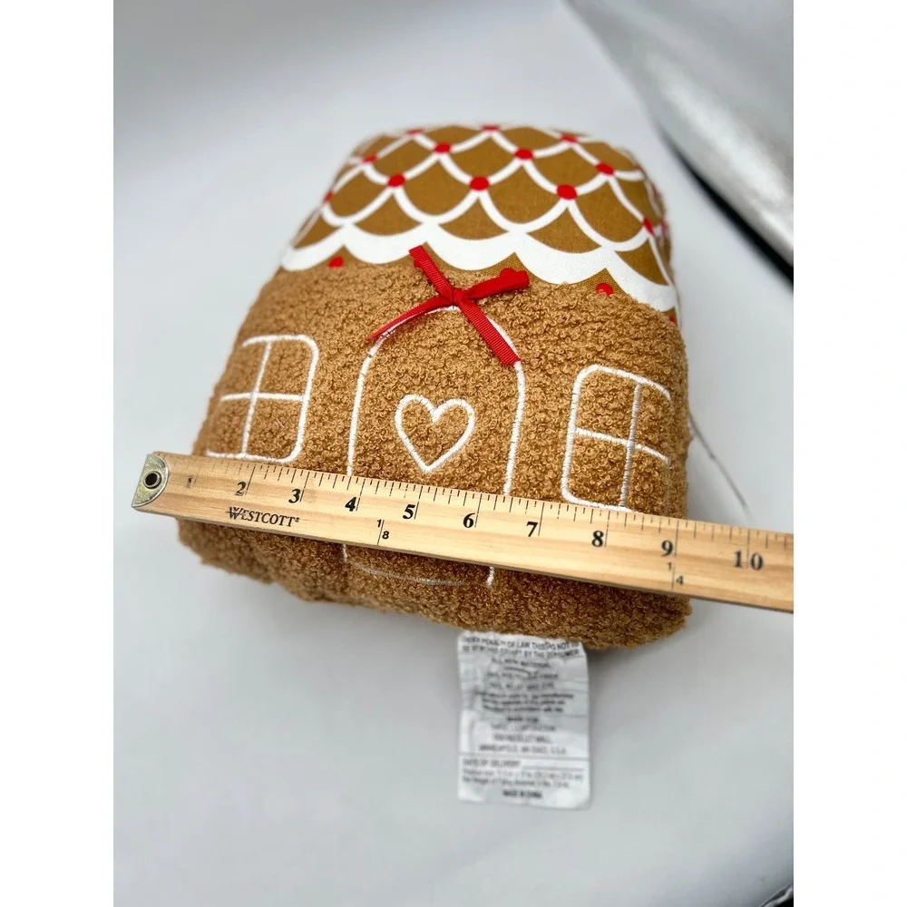 New Women Owned Gingerbread House Pillow Plush Holiday Christmas Decor 11.5